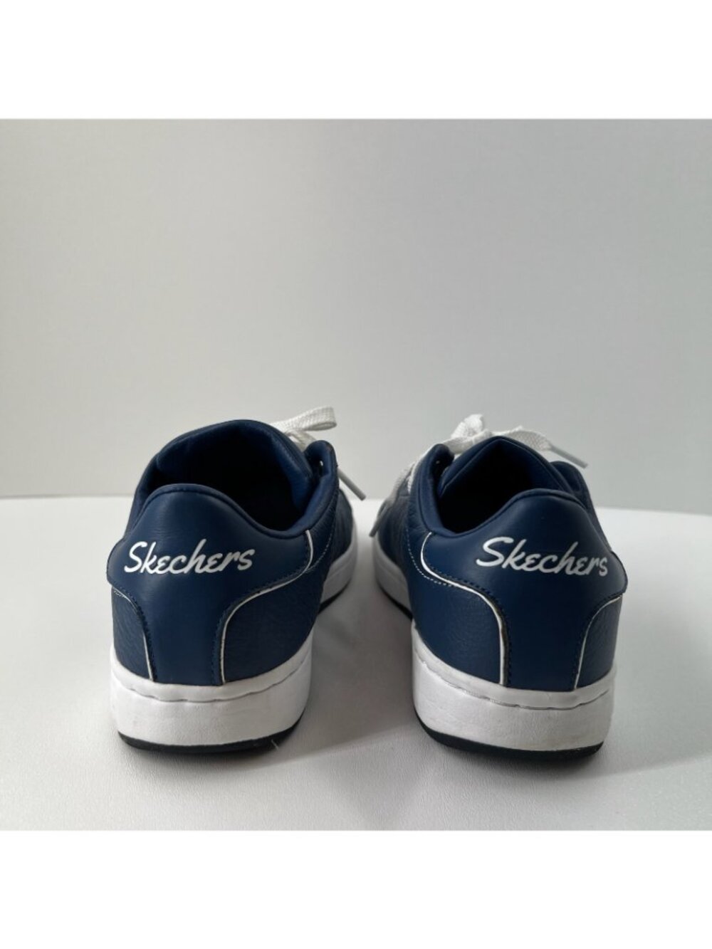 Skechers Alpha Lite Fair Share Retro Sneakers Womens 9.5 Shell Toe Leather Navy - Picture 4 of 11